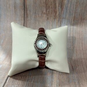 Preowned Women’s Pink and Silver Cuff Watch Item #PHK408